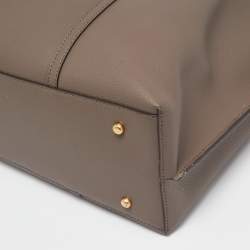 Pre Owned Tory Burch Grey Leather Perry Triple Compartment Tote