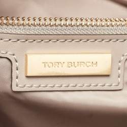 Pre Owned Tory Burch Beige Nylon and Leather Large Ella Tote
