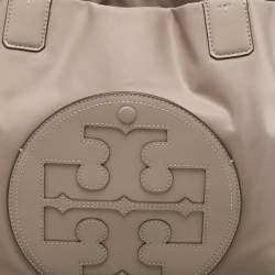Pre Owned Tory Burch Beige Nylon and Leather Large Ella Tote