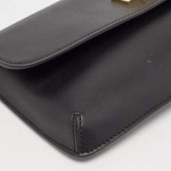 Pre Owned Tory Burch Black Leather Slim Diana Flap Clutch