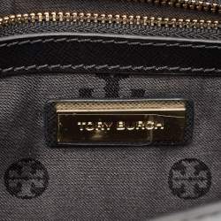 Pre Owned Tory Burch Black Leather Slim Diana Flap Clutch