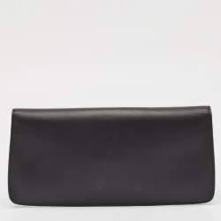Pre Owned Tory Burch Black Leather Slim Diana Flap Clutch
