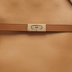 Pre Owned Tory Burch Brown Leather Lee Radziwill Double Bag