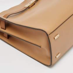 Pre Owned Tory Burch Brown Leather Lee Radziwill Double Bag