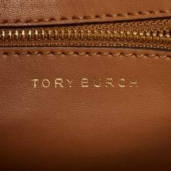 Pre Owned Tory Burch Brown Leather Lee Radziwill Double Bag