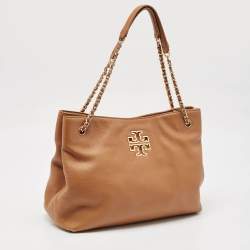 Pre Owned Tory Burch Brown Leather Britten Slouchy Tote