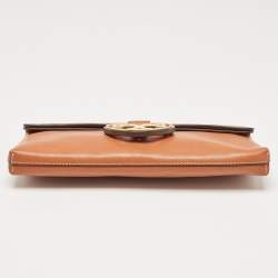 Tory Burch Brown Leather Miller Clutch