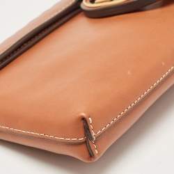 Tory Burch Brown Leather Miller Clutch