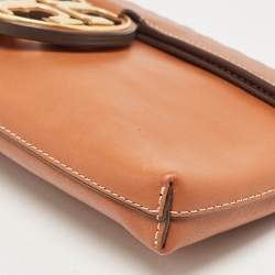 Tory Burch Brown Leather Miller Clutch