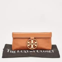 Tory Burch Brown Leather Miller Clutch