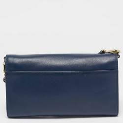 Tory Burch Navy Blue Leather Robinson Envelope Crossbody Bag