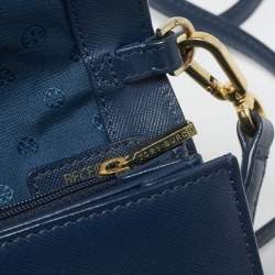 Tory Burch Navy Blue Leather Robinson Envelope Crossbody Bag