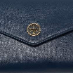 Tory Burch Navy Blue Leather Robinson Envelope Crossbody Bag
