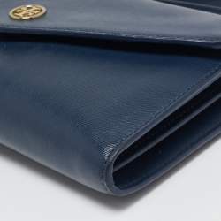 Tory Burch Navy Blue Leather Robinson Envelope Crossbody Bag