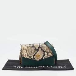Pre Owned Tory Burch Multicolor Suede, Python Embossed and Leather Kira Flap Crossbody Bag