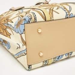 Pre Owned Tory Burch Multicolor Printed Canvas Small Triple Compartment Perry Tote