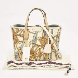 Pre Owned Tory Burch Multicolor Printed Canvas Small Triple Compartment Perry Tote