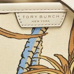 Pre Owned Tory Burch Multicolor Printed Canvas Small Triple Compartment Perry Tote