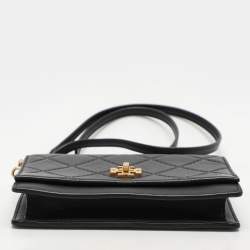 Tory Burch Black Leather Georgia Turn-Lock Crossbody Bag