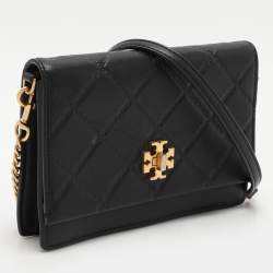 Tory Burch Black Leather Georgia Turn-Lock Crossbody Bag
