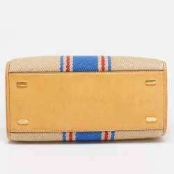 Pre Owned Tory Burch Multicolor Jute,Leather and Suede Lee Radziwill Double Bag