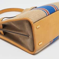 Pre Owned Tory Burch Multicolor Jute,Leather and Suede Lee Radziwill Double Bag