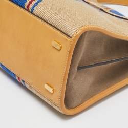 Pre Owned Tory Burch Multicolor Jute,Leather and Suede Lee Radziwill Double Bag