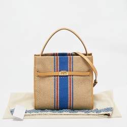Pre Owned Tory Burch Multicolor Jute,Leather and Suede Lee Radziwill Double Bag