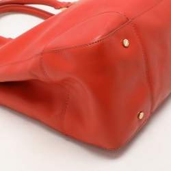 Tory Burch Orange Leather Robinson Double Zip Tote