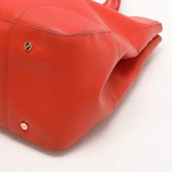Tory Burch Orange Leather Robinson Double Zip Tote