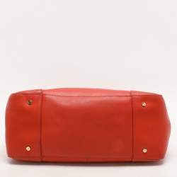 Tory Burch Orange Leather Robinson Double Zip Tote