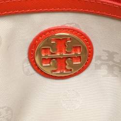 Tory Burch Orange Leather Robinson Double Zip Tote