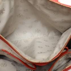 Tory Burch Orange Leather Robinson Double Zip Tote