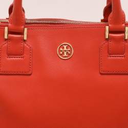 Tory Burch Orange Leather Robinson Double Zip Tote