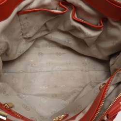 Tory Burch Orange Leather Robinson Double Zip Tote