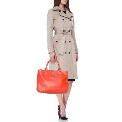 Tory Burch Orange Leather Robinson Double Zip Tote