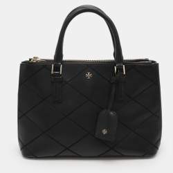 Tory Burch Black Woven Leather Robinson Tote Tory Burch | TLC