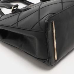 Pre Owned Tory Burch Black Wild Stitch Leather Robinson Double Zip Tote