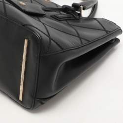 Pre Owned Tory Burch Black Wild Stitch Leather Robinson Double Zip Tote