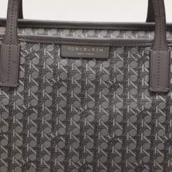 Pre Owned Tory Burch Grey Coated Canvas Ever Ready Tote