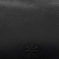Tory Burch Black Braided Leather Marion Flap Shoulder Bag