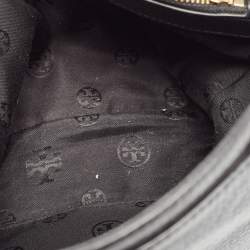 Tory Burch Black Braided Leather Marion Flap Shoulder Bag