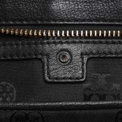 Tory Black Grained Leather Turnlock Flap Tote