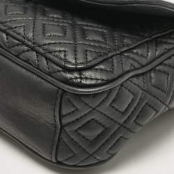 Tory Burch Black Quilted Leather Marion Crossbody Bag