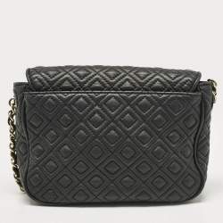 Tory Burch Black Quilted Leather Marion Crossbody Bag