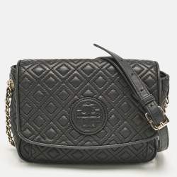 Tory Burch Black Quilted Leather Marion Crossbody Bag