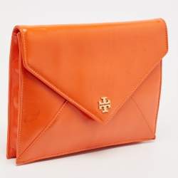 Tory Burch Orange Patent Leather Envelope Clutch