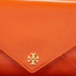 Tory Burch Orange Patent Leather Envelope Clutch