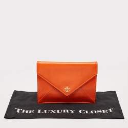 Tory Burch Orange Patent Leather Envelope Clutch