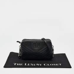 Tory Burch Black Quilted Leather Alexa Camera Crossbody Bag